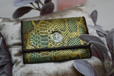 wallet purse Roberto Cavalli small  green snake skin