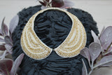 White Pearl and Gold Chain Bib Collar