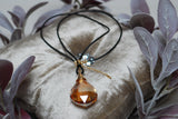 Long Glass Water Drop Gold Pendant Necklace