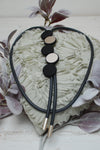 Long Black Necklace with Beads Ornament