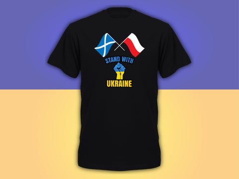 Scotland Poland Football Euro Kibic Glasgow 2022 T-shirt - donation to support Ukraine