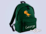 Personalised Kids Backpack - Any Name Dinosaur Girls Boys Back To School Bag
