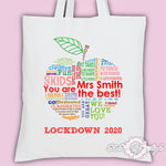Copy of PERSONALISED Lockdown 2020 Tote Bag Thank You Teacher School Gift  Apple Design White