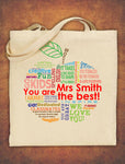 PERSONALISED  Tote Bag Thank You Teacher School Gift  Apple Design