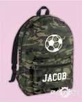 Personalised Football Camo PE Kit School Boys Gym Kids Back to School Backpack