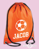 Personalised Any Name Football Girls Back To Drawstring Bag PE GYM School Kids