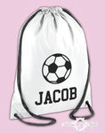 Personalised Any Name Football Girls Back To Drawstring Bag PE GYM School Kids