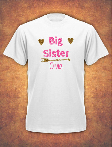 Personalised Big Sister Birthday Present Gift baby Children's T-shirt kids