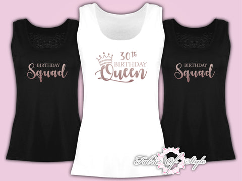 Personalised Vest Tank Birthday Queen Any Year 18th 21st 30th 40th T-shirt Female Rose Gold