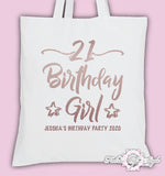 Personalised Birthday Girl Squad 18th 21st Personalised Tote Bags Rose Gold
