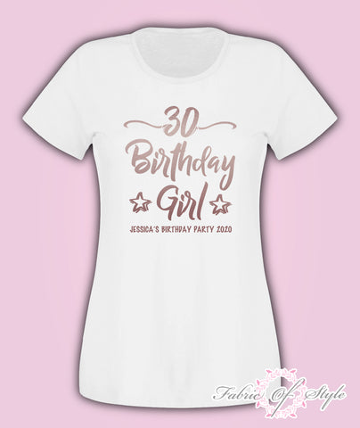 Rose Gold Personalised Birthday Girl Squad Any Year 18th 21st 30th 40th T-shirt Female