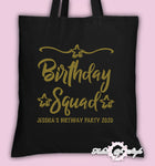 Personalised Birthday Girl Squad 18th 21st Personalised Tote Bags Gold