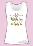 Personalised Vest Tank Birthday Girl Any Year 18th 21st 30th 40th T-shirt Female  Gold