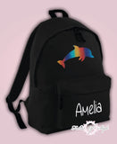 Personalised Kids Backpack - Any Name Dolphin Girls Boys Back To School Bag