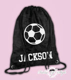 Personalised Footbal Camo PE Kit School Boys Girls Kids Backpack Drawstring Bag