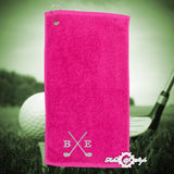 Personalised Embroidered Crossed Golfer Golf Towel