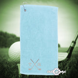 Personalised Embroidered Crossed Golfer Golf Towel