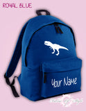 Personalised Kids Backpack Dinosaur T-REX Name Girls Boys Back To School Bag