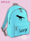 Personalised Kids Backpack Dinosaur T-REX Name Girls Boys Back To School Bag