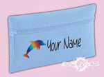 Personalised Dolphin Pencil Case Kids Stationery Back To School Zip School Bag
