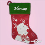 Personalised Christmas Stocking Luxury Embroidered Xmas Green Red