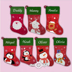 Personalised Christmas Stocking Luxury Embroidered Xmas Green Red
