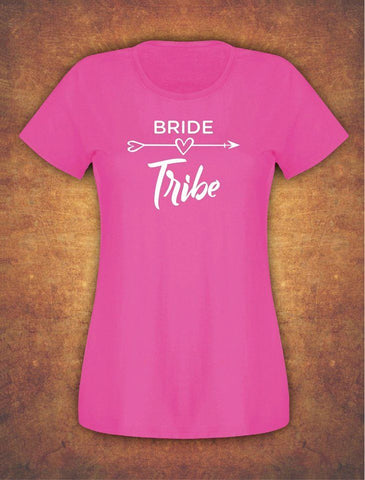 Fast and Free Hen Do Party Bride Tribe  Weeding T-shirt Ladies Female Fushia