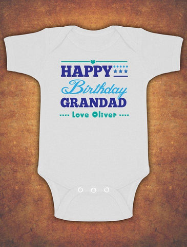 Personalised Happy Grandad Birthday Baby Kids Present Grow Body Suit Vest Boy