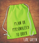 Personalised Cotton Sport Drawstring Bag PE GYM School P.E Kids Rucksack