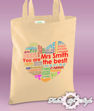 PERSONALISED  Tote Bag Thank You Teacher School Gift  Heart Design