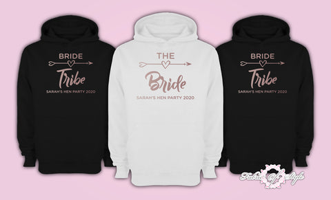 Rose Gold Personalised Hen Do Party Bride Tribe  Ladies Female Hoodie