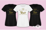 Hen Do Party Bride Tribe Wedding  Custom Personalised T-shirt Ladies Female Gold