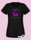 Hen Do Party Bride Tribe Personalised T-shirt Ladies Female Pink Lettering