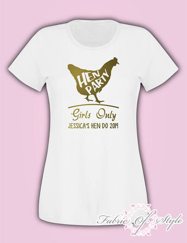 Personalised Chicken Hen Do Party Bride Tribe Custom T-shirt Ladies Female