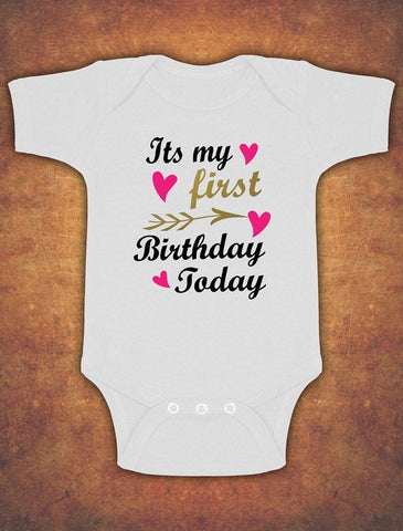 Its My First 1st Birthday Today Cute Baby Kids Body Suit Vest Girl