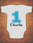 Personalised My First 1st Birthday Cute Baby Kids Body Suit Vest Glitter Boy
