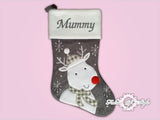 Personalised Grey Luxury Embroidered Kids Christmas Stocking Knitted