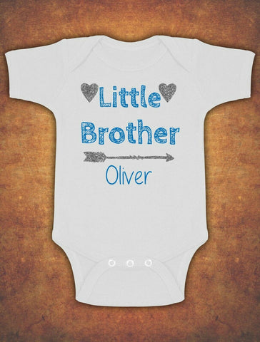Personalised Little Brother Birthday Present Gift baby Kids Body Suit Vest Boy