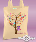 PERSONALISED  Tote Bag Thank You Teacher School Gift  Heart Tree Design Natural