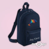 Personalised Kids Backpack - Any Name Dolphin Boys Girls NURSERY Back To School Bag