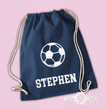 Personalised Any Name Football Back To Drawstring Boy Bag PE GYM School Kids
