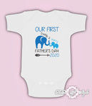 Personalised Elephant Our First Fathers Day Baby Kids  Body Suit Vest Boy