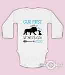 Personalised Lion Our First Fathers Day Baby Kids  Body Suit Vest Boy