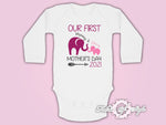 Personalised Elephant Our First Mothers Day  Baby Kids Body Suit Long Sleeve Vest Girl