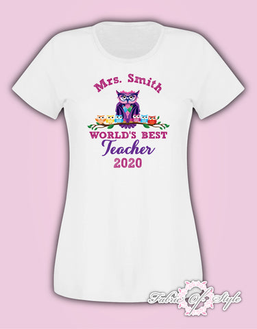 PERSONALISED Thank You Teacher School Gift 2020 World's T-shirt Ladies Female