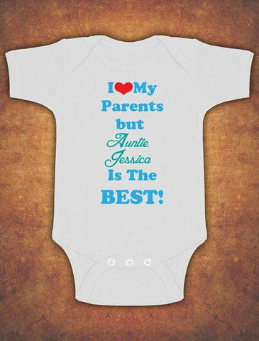 Personalised I Love My Parents But Auntie Baby Kids Grow Body Suit Vest Boy