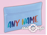 Personalised Any Name Rainbow Glitter Pencil Case Kids Office Stationery Back To School Zip School Bag