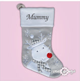 Personalised Grey Luxury Embroidered Kids Christmas Stocking