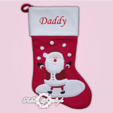 Personalised Luxury Embroidered Xmas Stocking Christmas 2020 Red Snowballs