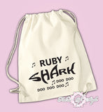 Personalised Baby Shark doo doo Back To Drawstring Bag PE GYM School Kids